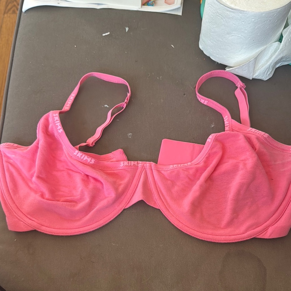 SKIMS Pink Full-Coverage Bra with Adjustable Straps